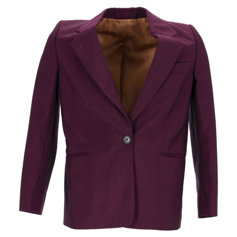Acne Studios Single-Breasted Blazer with Pockets in Burgundy Wool